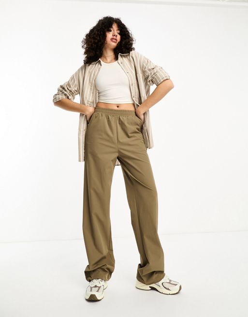 Noisy May Tall ankle drawstring pants in beige