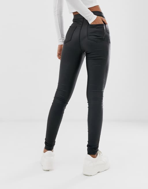 Noisy May NMCALLIE SKINNY COATED PANTS - Jeans Skinny Fit - black 