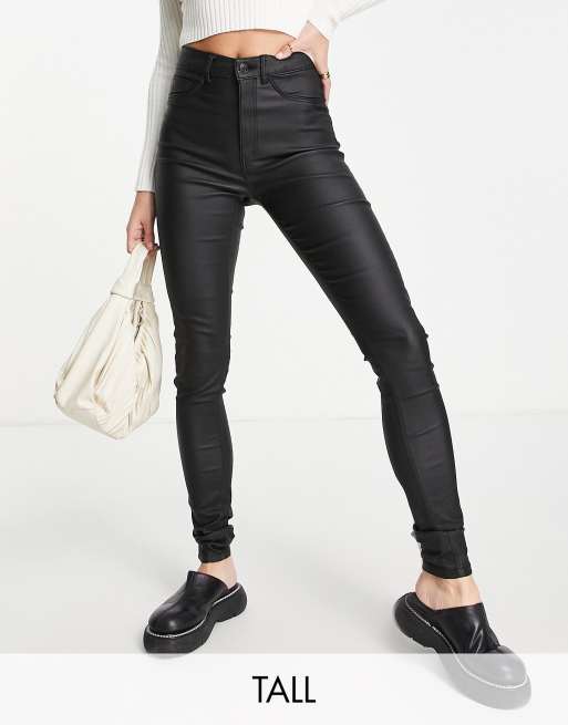 Noisy May Tall Callie coated skinny jeans in black | ASOS