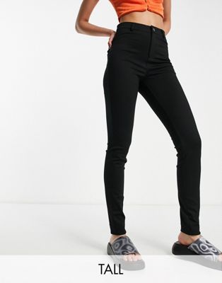 Noisy May Tall Callie high waisted ponte trousers in black