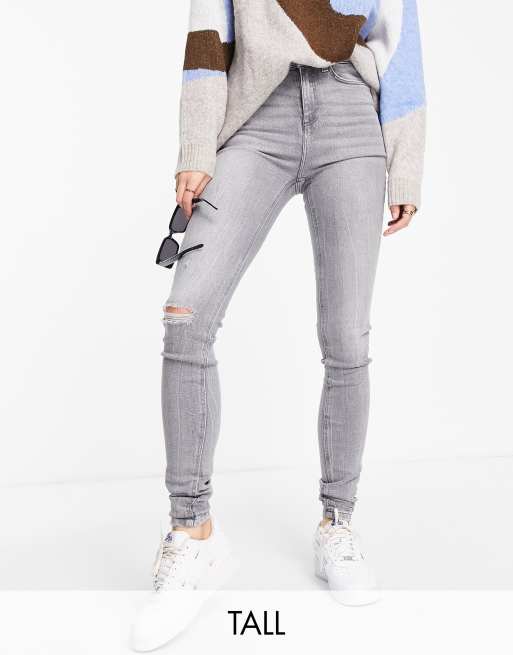 Grey ripped best sale high waisted jeans