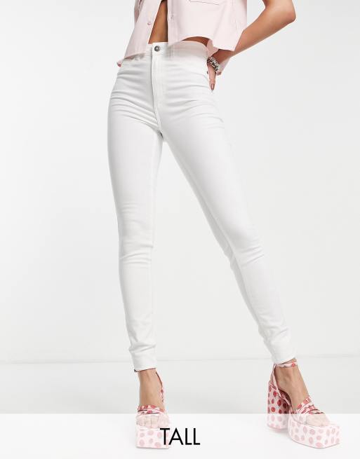 Noisy May Tall – Callie – Röhrenjeans in Weiß mit hohem Bund