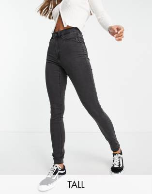Noisy May Tall Callie skinny jeans in dark grey - ASOS Price Checker