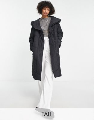 Noisy May Tall longline padded coat with hood in black - ASOS Price Checker