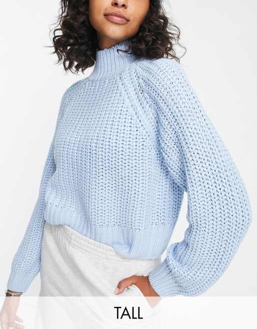 Noisy May Tall chunky knit high neck sweater in blue