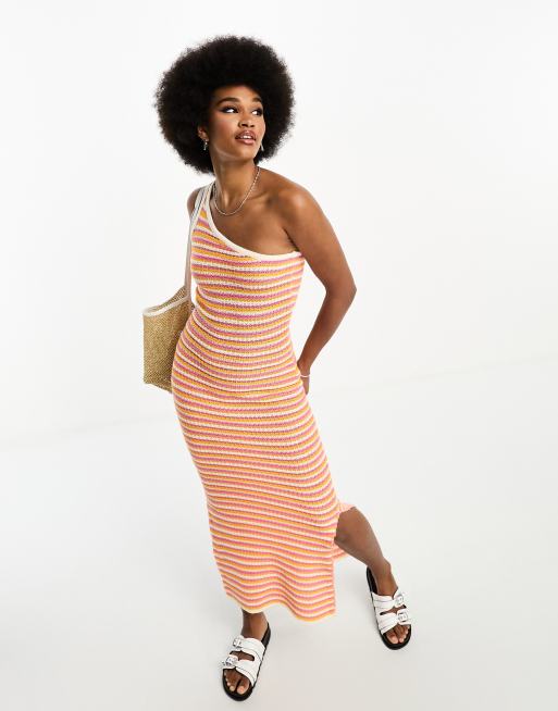 Orange striped maxi store dress