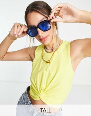 Noisy May Tall twist front cropped top in bright yellow - ASOS Price Checker