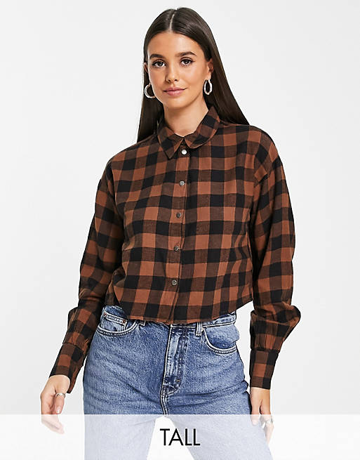  Shirts & Blouses/Noisy May Tall cropped shirt in brown check 