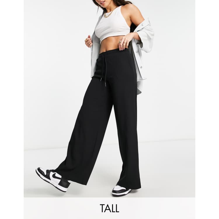 Noisy May Tall drawstring wide leg pants in black