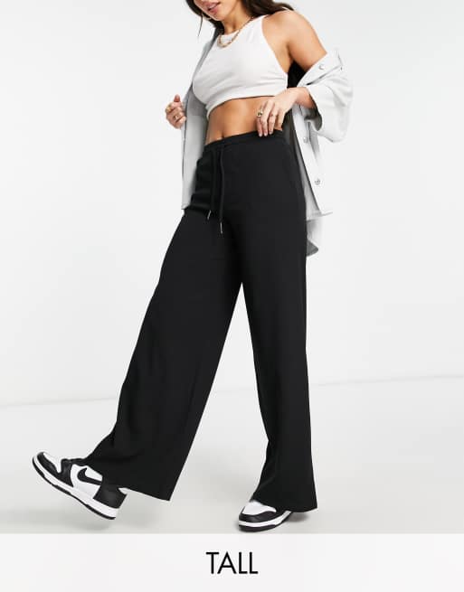 Noisy May Tall drawstring wide leg pants in black