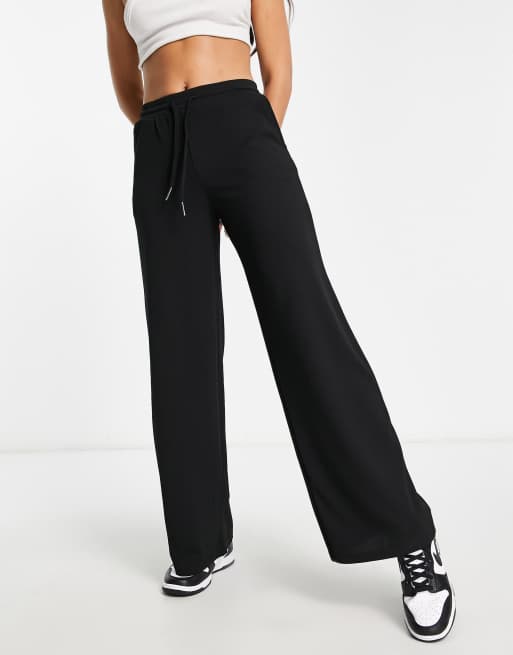 Noisy May Tall drawstring wide leg pants in black