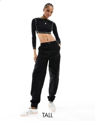 Noisy May Tall elasticated waist cargo trousers in black