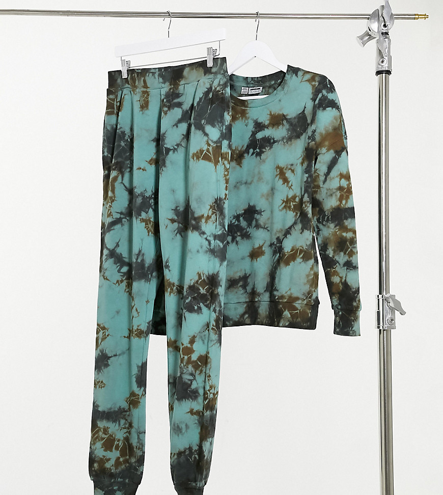 Noisy May Tall exclusive jogger co-ord in green and black tie dye-Multi