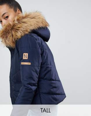 Noisy May Tall Noisy May Tall faux fur padded parka-Navy