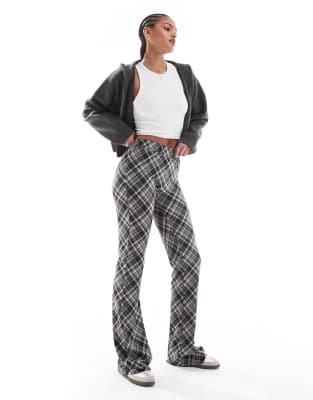 flared pants in black check