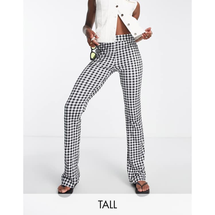【関税＆送料込み】ChloAC Flared Checkered Trousers Tartan Checked High Waisted Flared Trousers | boohoo