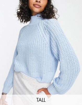 Noisy May Tall chunky knit high neck jumper in blue