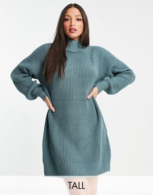 Noisy May Tall ribbed knitted mini dress in slate blue