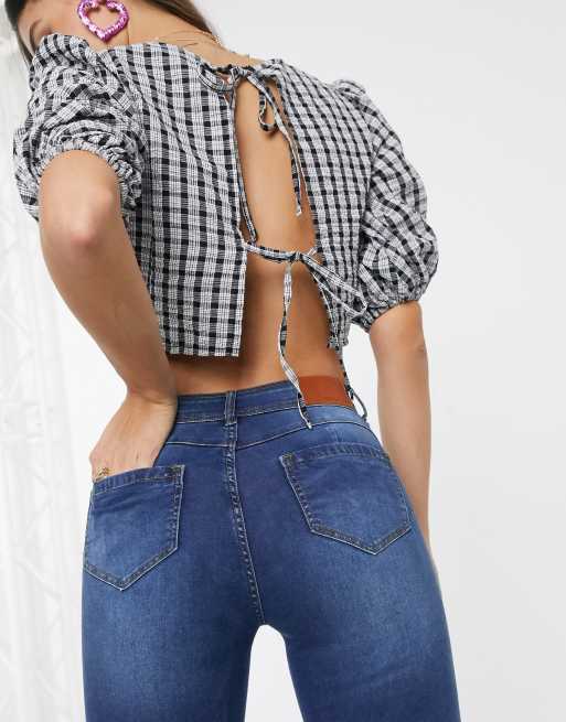 Noisy May Tall High Waisted Body Shaping Jeans In Indigo Wash Asos