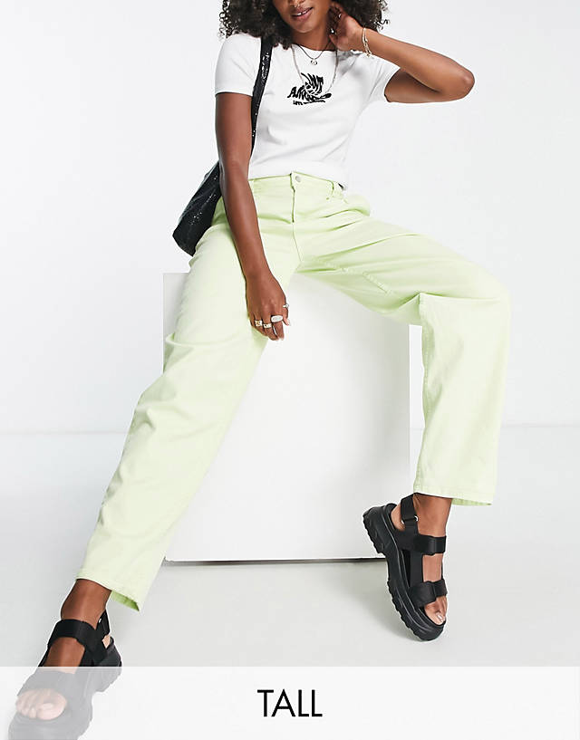 Noisy May Tall - high waisted dad trousers in pale green