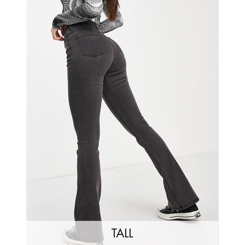 Noisy May Tall - Jeans a zampa grigio scuro a vita alta