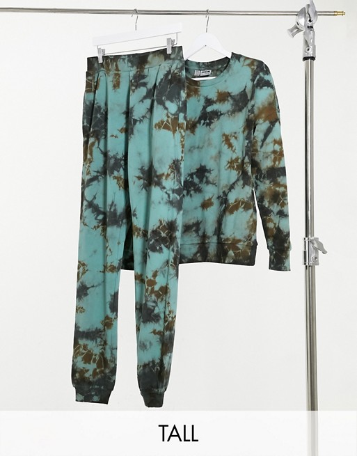 Noisy May Tall exclusive jogger co-ord in green and black tie dye