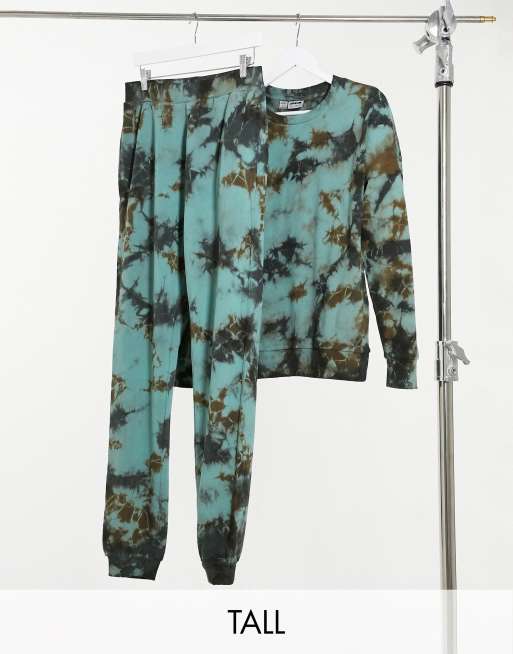 Noisy May - Tall - Eksklusive produkter - Sweatshirt i grøn og sort batikfarve - Del af sæt, 2 af 2