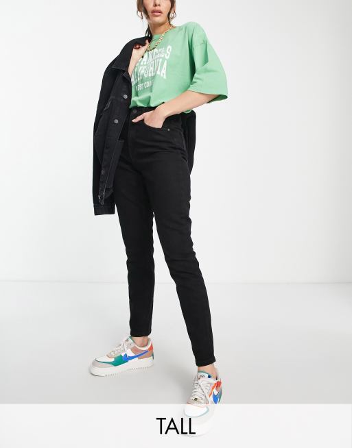 Noisy May Tall Katy high waisted mom jeans in black