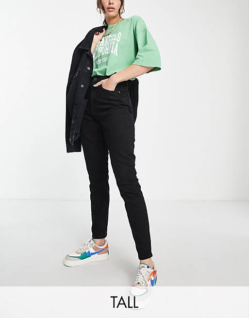 Noisy May Tall - Katy - Mom jeans met hoge taille in zwart