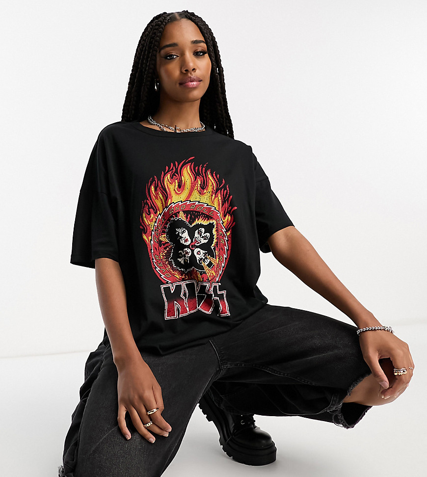 Kiss oversized band t-shirt in black