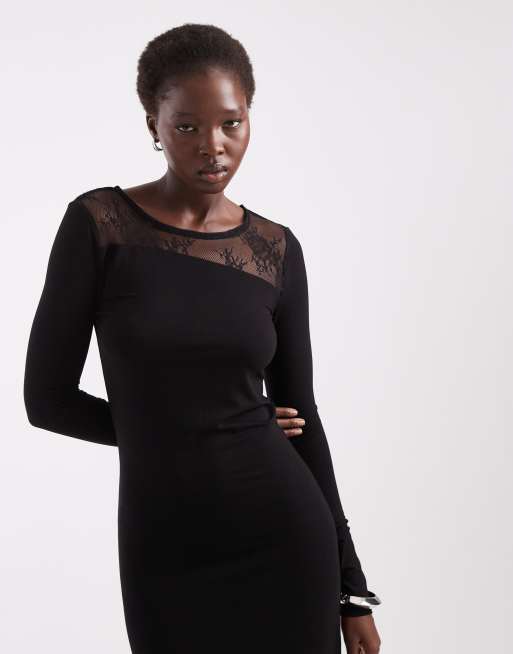 Noisy May Tall lace insert maxi dress in black, 2 of 4