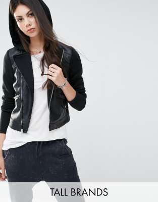 asos tall leather jacket