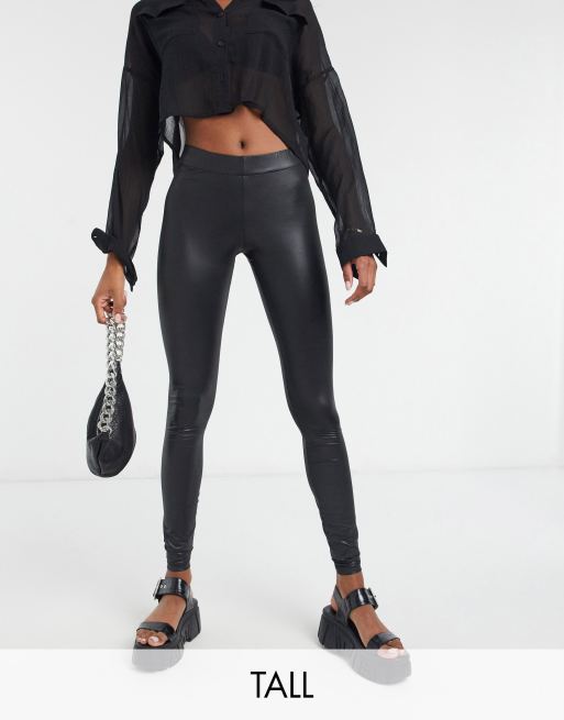 Noisy May Tall leather look leggings in black