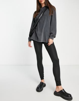 Topshop wet look leggings in black croc