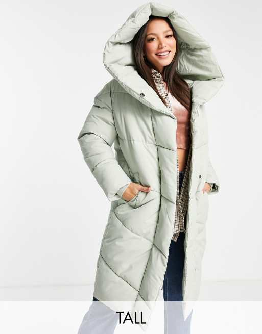 Noisy May Tall longline padded coat in grey