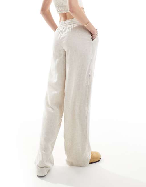 Noisy May Tall - Losvallende broek van linnenmix in lichtbeige, 5 van 5