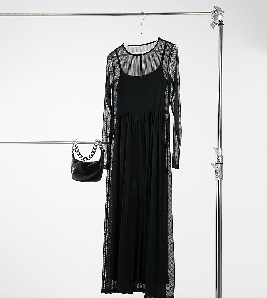 Noisy May Tall - Maxi jurk van mesh in zwart