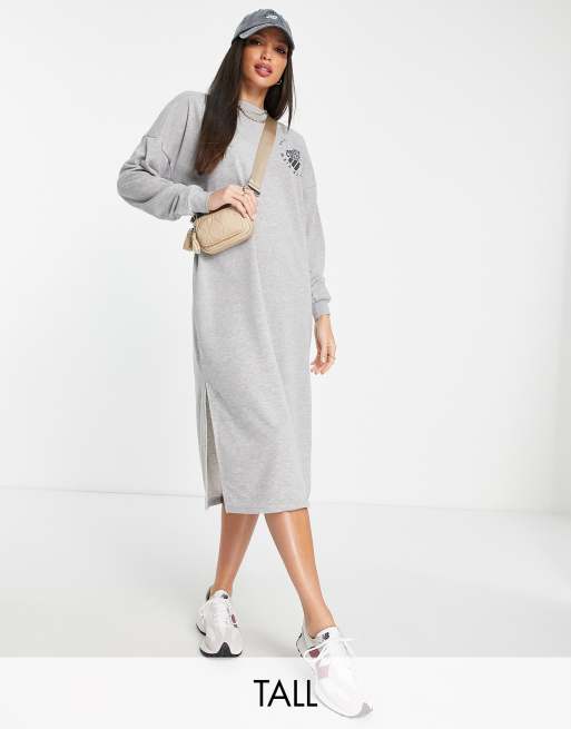 Noisy May Tall – Midi-Sweatkleid in Grau