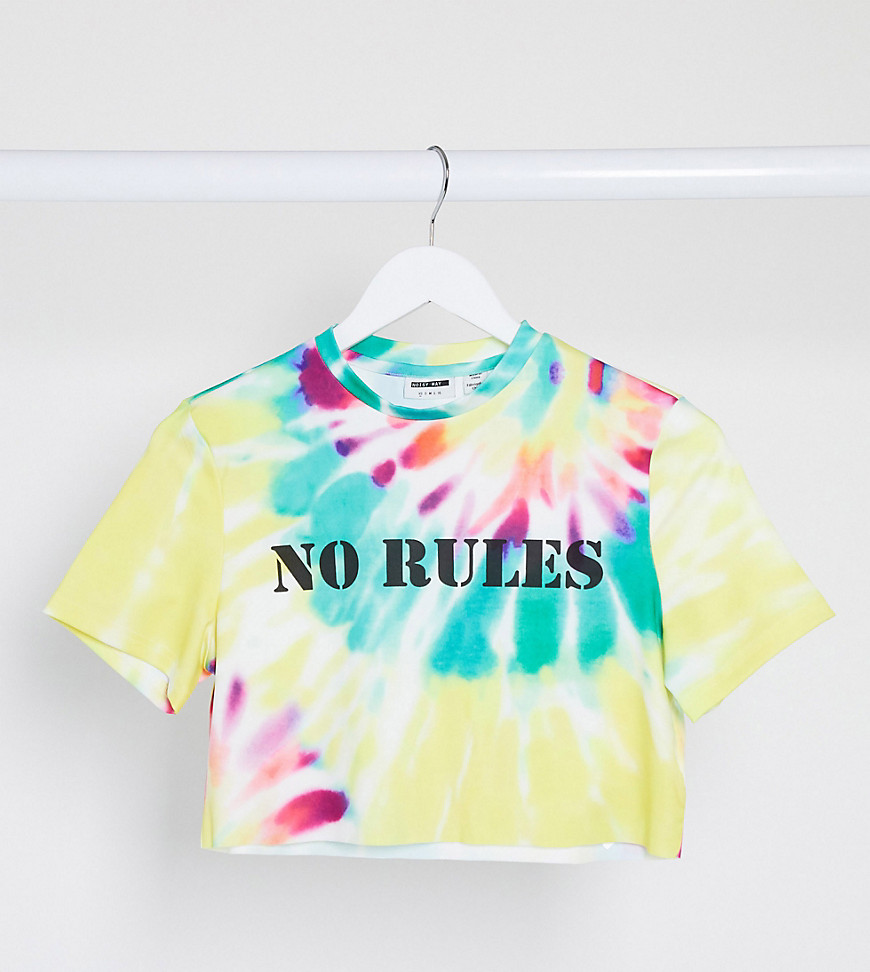 Noisy May Tall - 'no rules' T-shirt in tie-dye-Multi