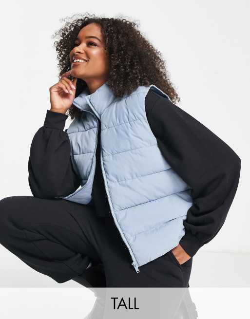 Noisy May Tall padded gilet in ice blue