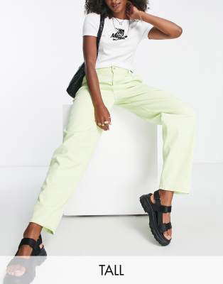 Noisy May Tall high waisted dad trousers in pale green - ASOS Price Checker
