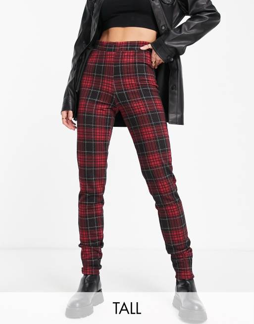 Pantalon a carreaux 2025 rouge et noir femme