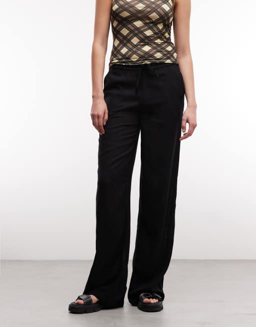 Noisy May Tall - Pantalones negros de mezcla de lino, 2 de 5