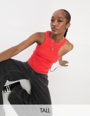 Noisy May Tall Racer Neck Top In Red