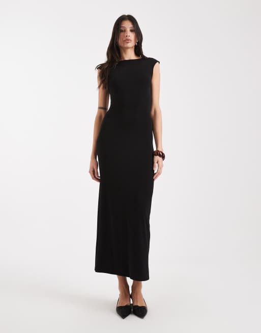 Noisy May Tall – Rückenfreies Midaxikleid in Schwarz mit gerafftem Detail, 3 von 4