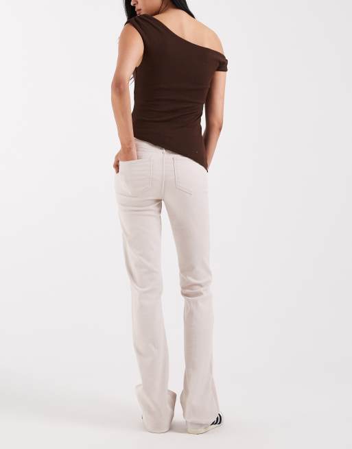Noisy May Tall Sallie high waist flare jeans in ecru, 2 of 5