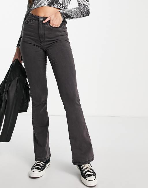 Noisy May Tall Sallie high waisted flared jeans in dark grey