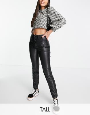 Noisy May Tall skinny faux leather trousers in black - ASOS Price Checker