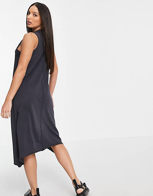 Dresses Noisy May Tall sleeveless midi dress with high low hem in washed black 