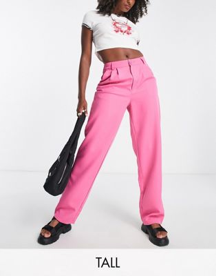 Noisy May Tall tailored dad trousers in pink